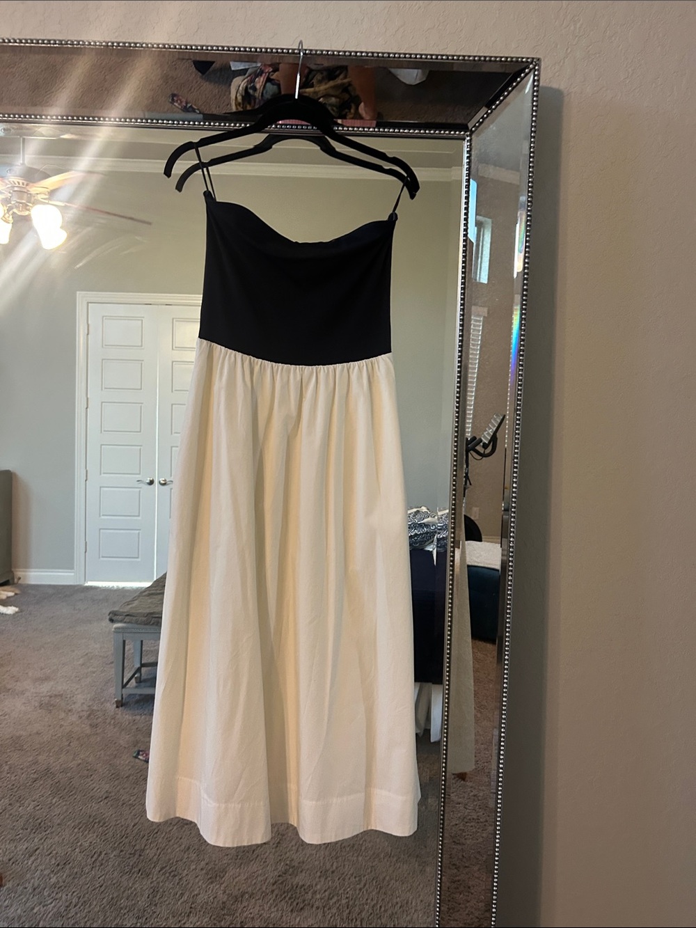 ARITZIA Black & Cream Strapless Maxi Dress -